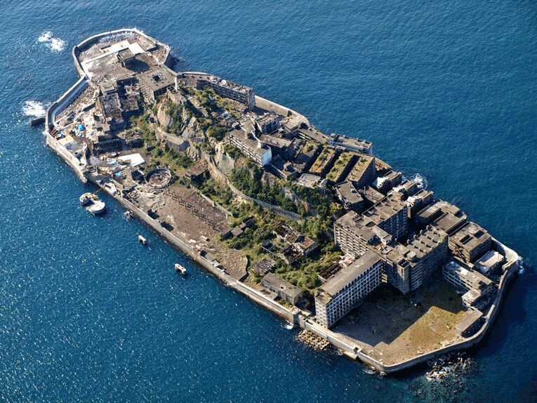 Overview of Hashima Island, Japan