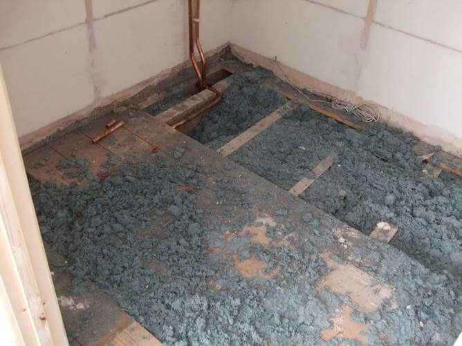 Asbestos exposed on floor
