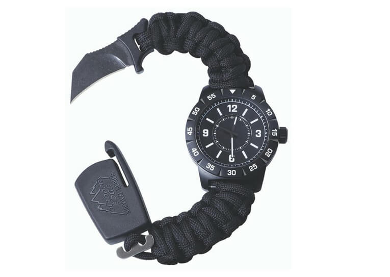 black survival watch with hidden knife