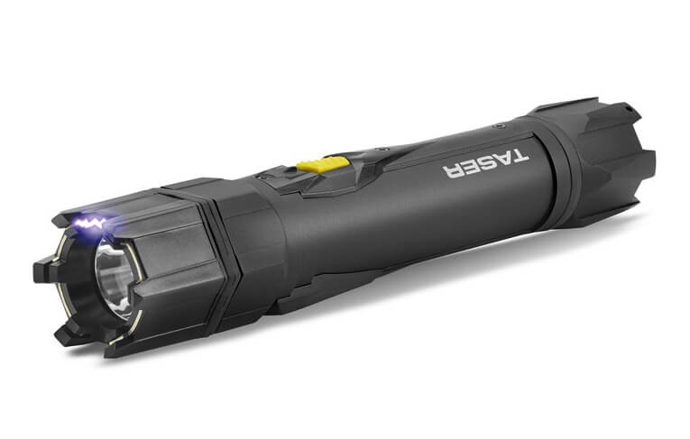 black flashlight with taser