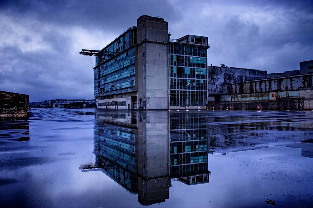 deserted naval shipyard