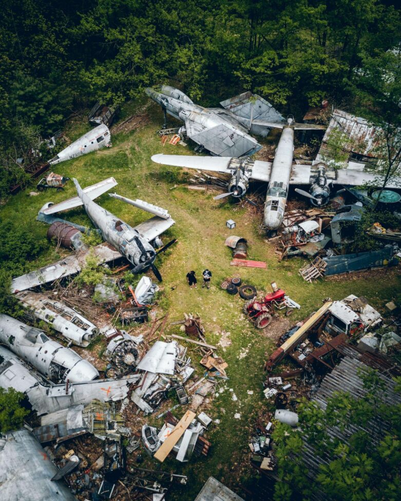 aerial photo of an abandoned airfield